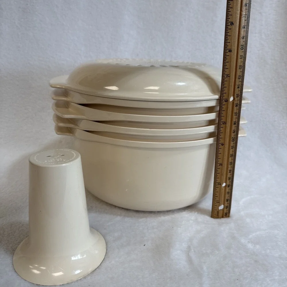 Tupperware Microsteamer Stack Cooker Set Almond 5 Piece Microwave